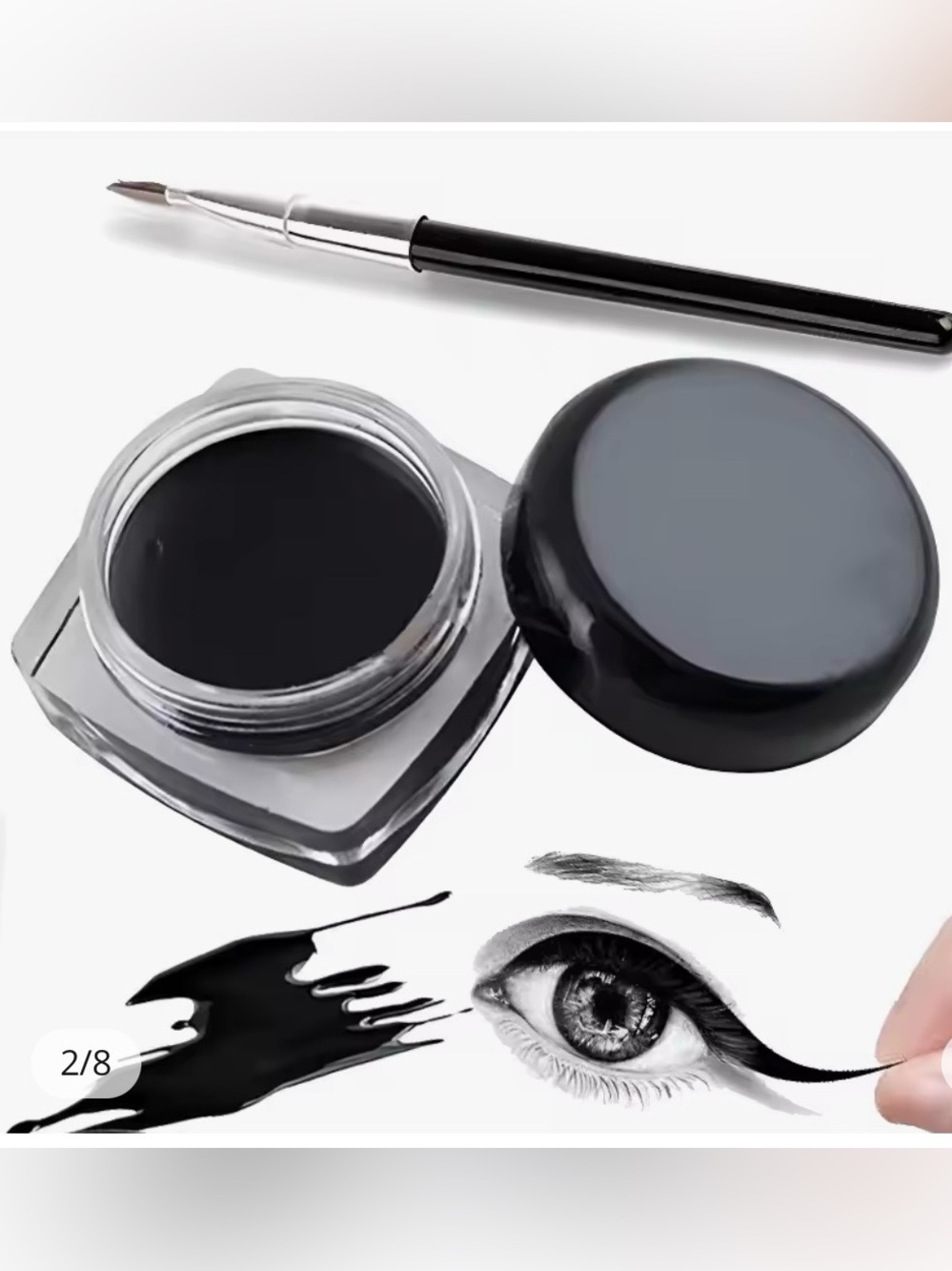 2 Black Eyeliner Cream Waterproof Beauty Cosmetics Long Lasting Eyeliner Gel